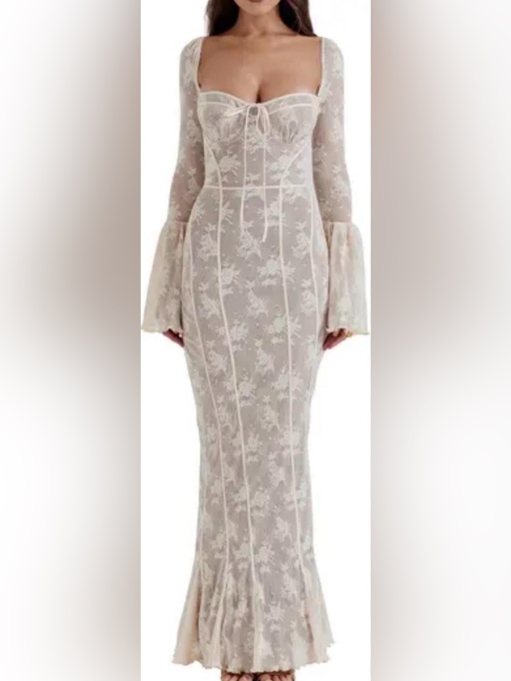 Lace Maxi Dress in Ivory
